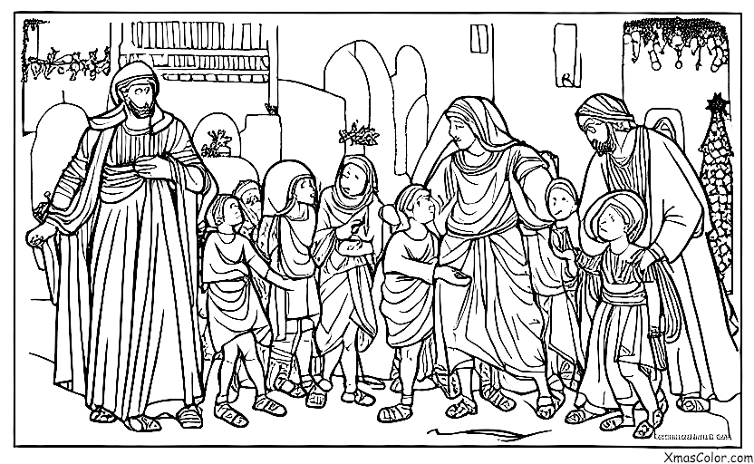 Noël / Joseph: Joseph et Marie arrivant à Bethléem