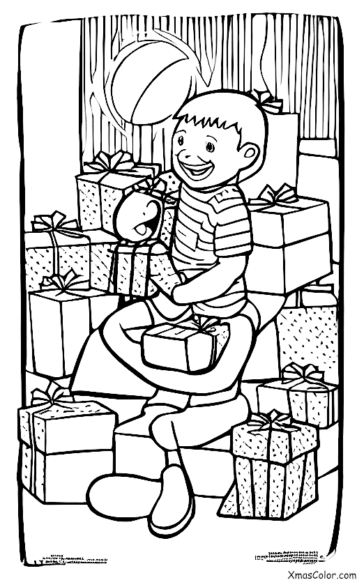 Noël / Jour de Noël: Un enfant ouvre un cadeau