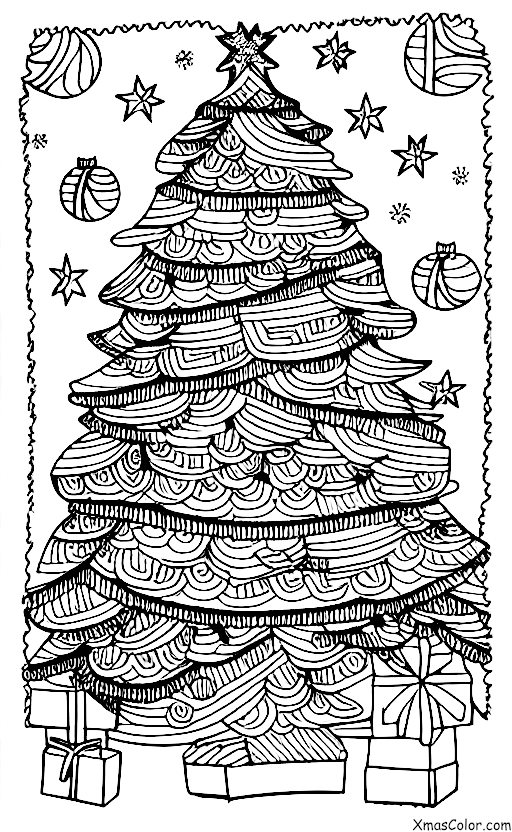 Noël / Joyeux Noël: Un sapin de Noël décoré avec des lumières et des ornements