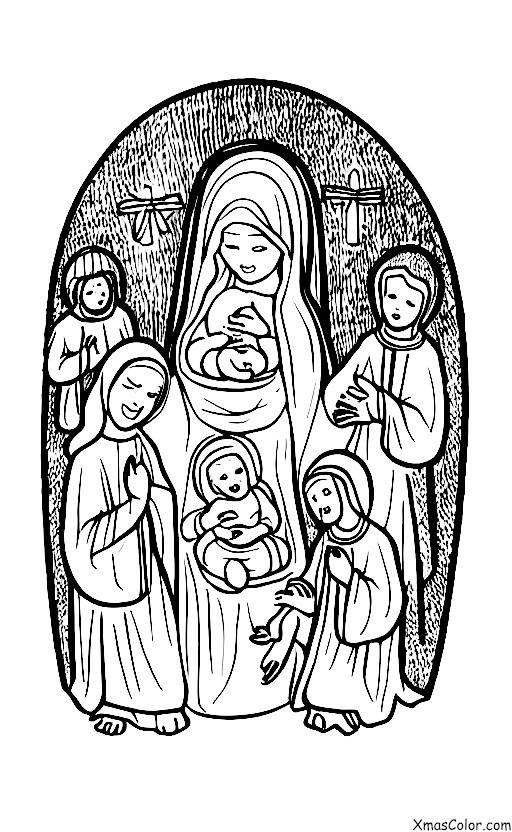 Noël / Joyeux Noël: Une crèche avec le bébé Jésus, Marie et Joseph