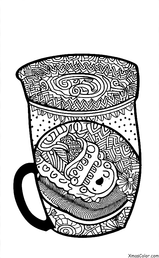 Noël / Joyeux Noël: Une tasse de chocolat chaud avec la phrase "Feliz Navidad"