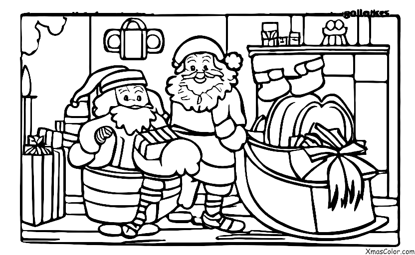 Noël / Joyeux vieux Saint Nicolas: Bonne vieille Sainte-Nicholas apportant des cadeaux aux enfants