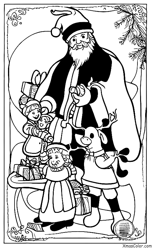Noël / Joyeux vieux Saint Nicolas: Joyeux vieux saint Nicolas avec ses rennes