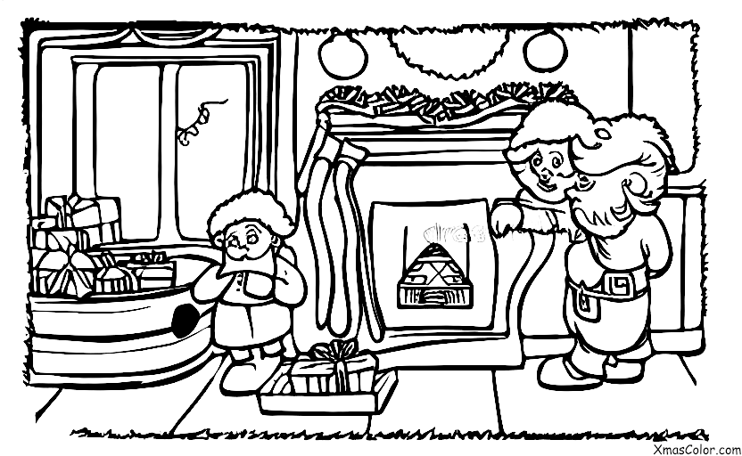 Noël / Joyeux vieux Saint Nicolas: Joyeux vieux Saint-Nicolas qui descend la cheminée