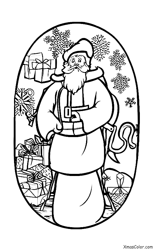 Noël / Joyeux vieux Saint Nicolas: Le bon vieux Saint-Nicolas conduisant sa traîneau dans la neige