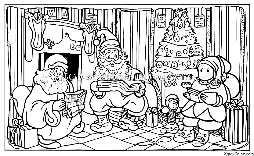 Noël / Joyeux vieux Saint Nicolas: Père Noël lit une lettre d'un enfant