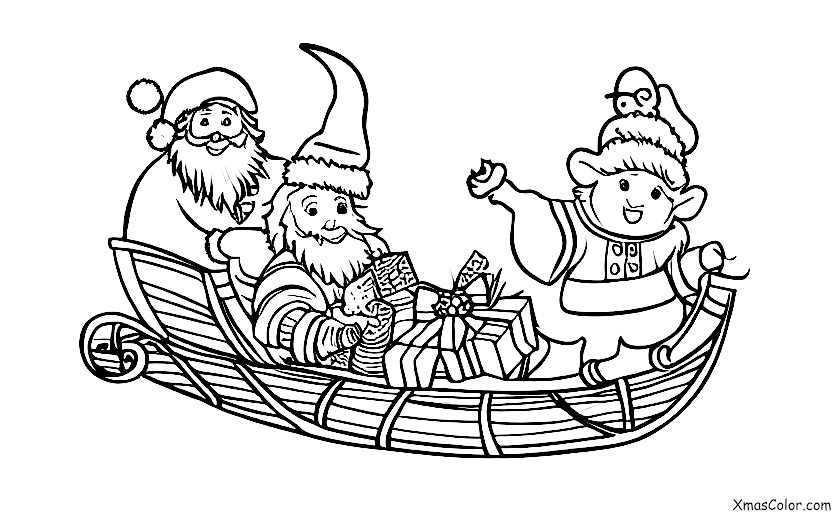 Noël / Joyeux vieux Saint Nicolas: Saint Nicolas joyeux et vieux dans son traîneau