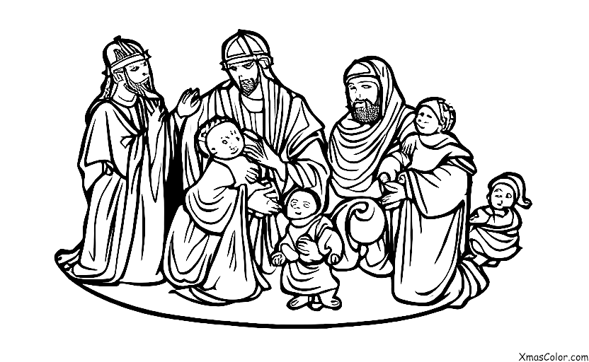 Noël / L'Épiphanie: Les Trois Rois adorant l'enfant Jésus