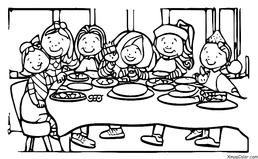 Noël / La famille: Toute la famille profite d'un grand dîner de Noël ensemble
