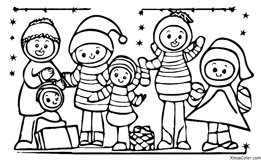 Noël / La famille: Une famille qui joue dans la neige