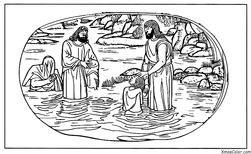 Noël / La naissance de Jésus: Jésus se faisant baptiser dans le Jourdain