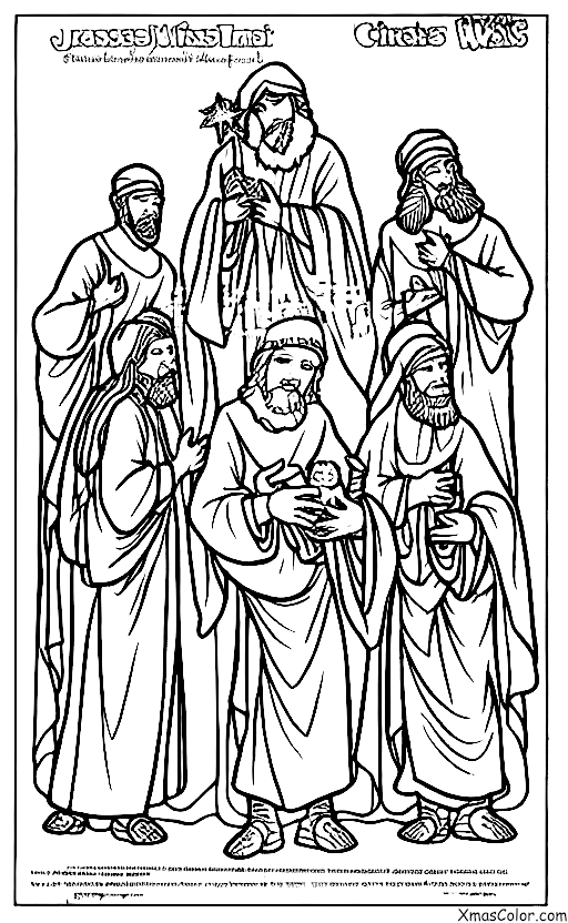 Noël / La naissance de Jésus: Les trois Mages offrant leurs cadeaux à Jésus