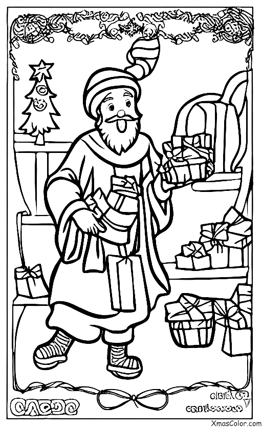 Noël / La Saint-Barbe: Saint-Nicolas avec un sac de bonbons