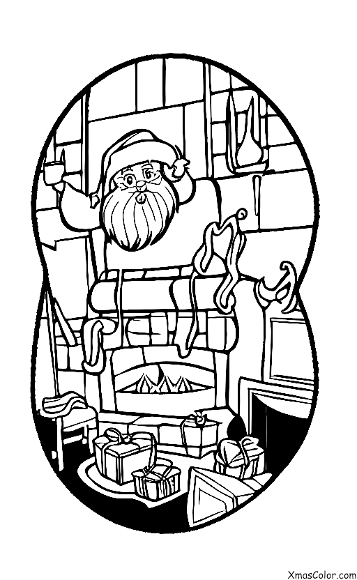 Noël / La Saint-Barbe: Saint Nicolas descend le chapeau de cheminée