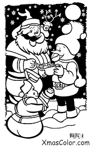 Noël / Le Pôle Sud: Papa Noël nourrit ses rennes