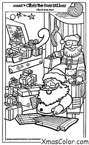 Noël / Le Pôle Sud: Père Noël vérifiant sa liste
