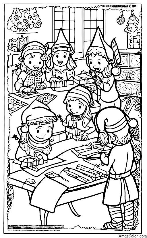 Noël / Les aides de Père Noël: Les elfes écrivent des lettres au Père Noël