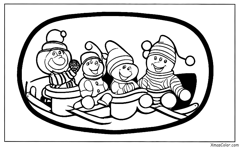 Noël / Les amis de Bonhomme de Neige: Frosty et ses amis font du toboggan dans une colline