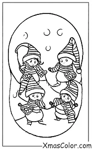 Noël / Les lutins de Noël: Les lutins de Santa ayant une bataille de boules de neige