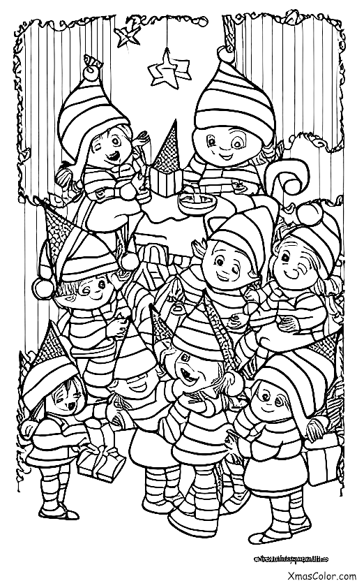 Noël / Les lutins de Noël: Les lutins de Santa ayant une fête