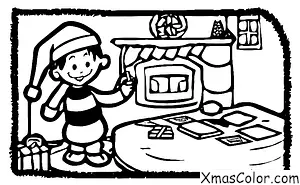 Noël / Les lutins: Un elf écrivant une lettre au Père Noël