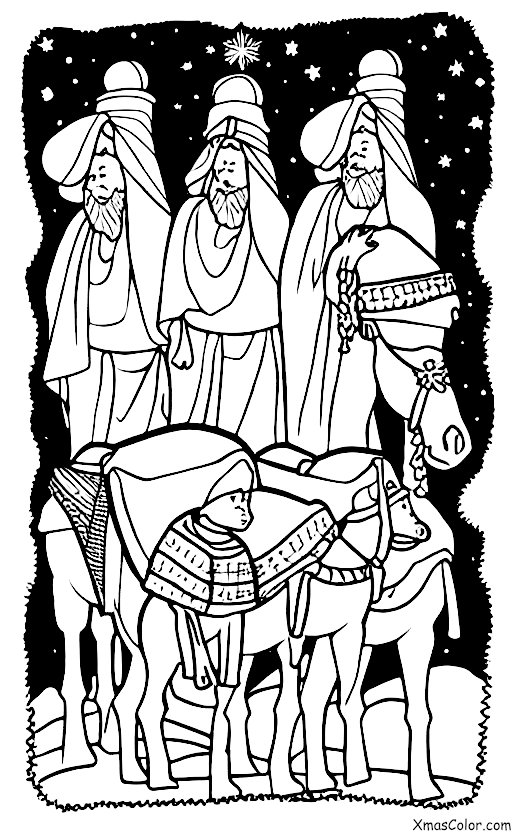 Noël / Les Rois Mages: Les Trois Rois Mages sur leurs chameaux