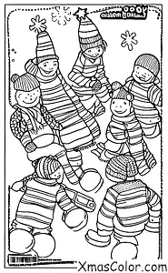 Noël / Luge: Des enfants qui font du toboggan sur une colline