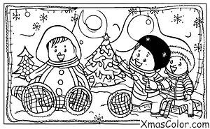 Noël / Luge: Un enfant qui fait de la luge avec son animal