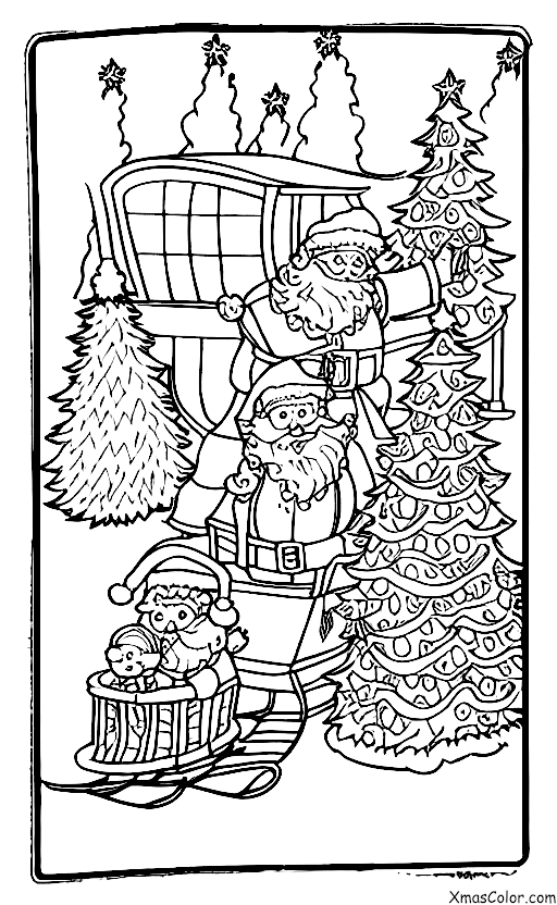 Noël / M. et Mme Claus: M. & Mme Claus devant leur traîneau