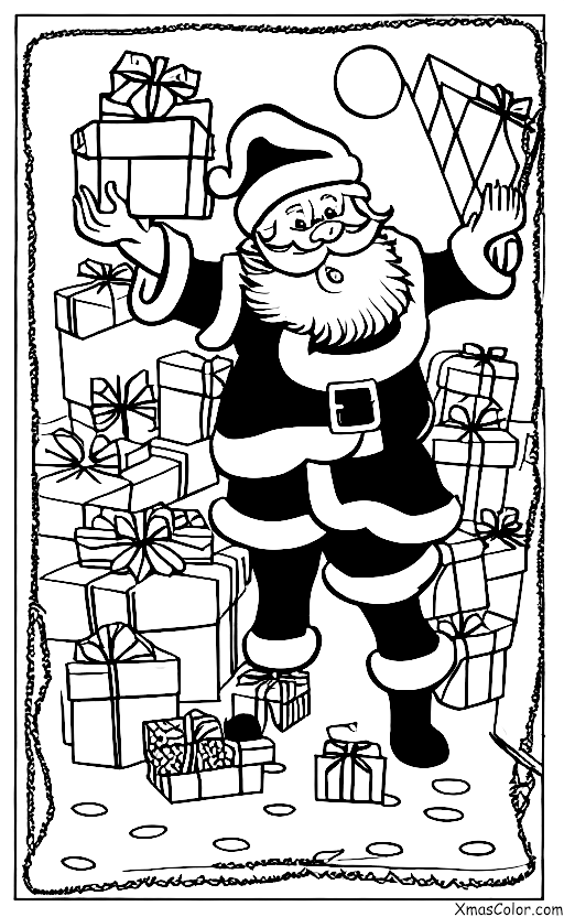 Noël / Magie de Noël: Père Noël distribuant les cadeaux