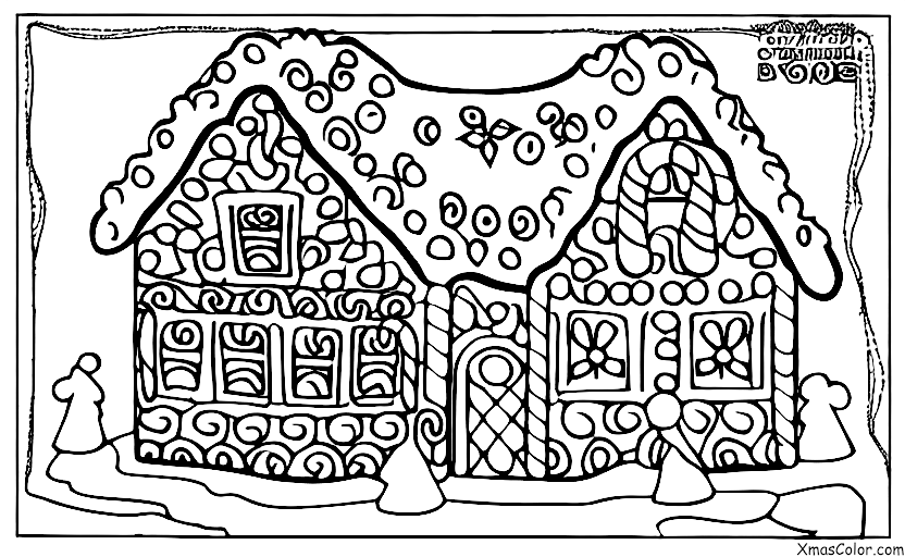 Noël / Maisons de pain d'épices de Noël: Une maison de pain d'épices avec une cheminée