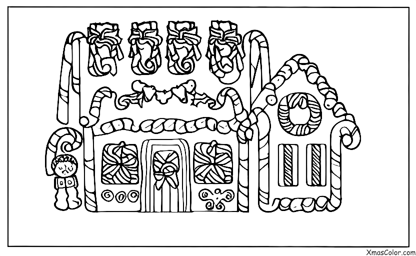 Noël / Maisons de pain d'épices de Noël: Une maison en pain d'épices avec des glaçons