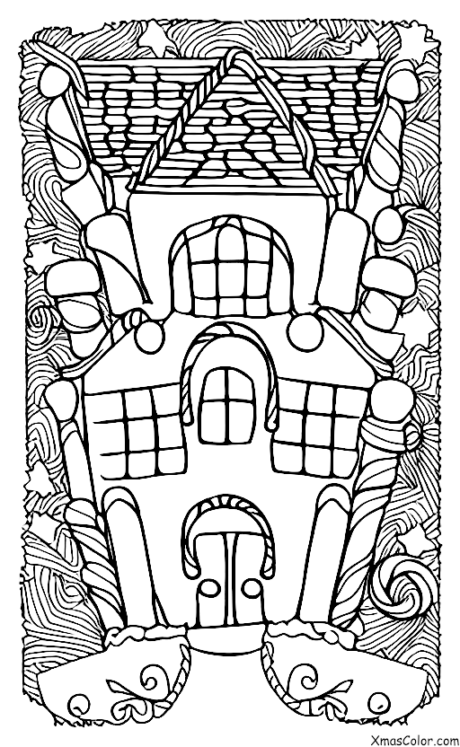 Noël / Manger des maisons en pain d'épices: Une maison en pain d'épices avec beaucoup de différents types de Frosting