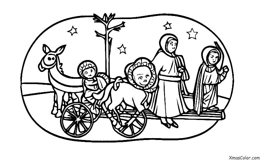 Noël / Marie: Marie et Joseph sur l'âne sur leur chemin vers Bethléem