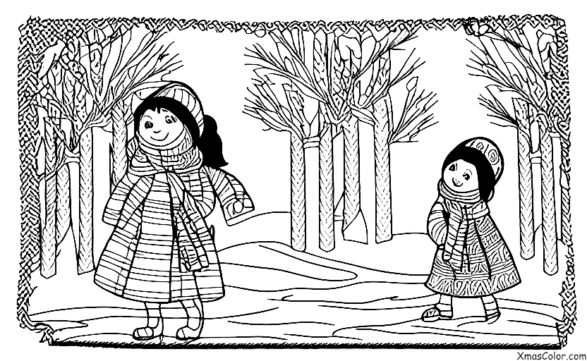 Noël / Marie: Marie se promène dans un pays des merveilles d'hiver