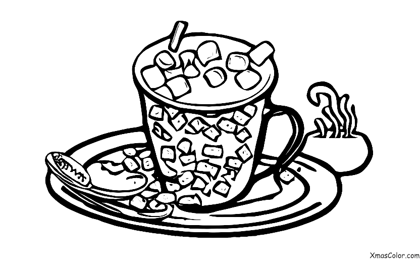 Noël / Marshmallows grillés: Boire du chocolat chaud avec des marshmallows grillés