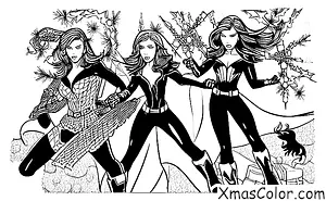 Noël / Marvel Noël: La Veuve Noire et la Sorcière Rouge qui se battent contre Hydra