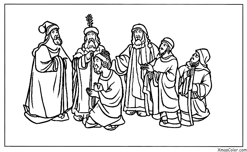 Noël / Miracle de Noël: Les trois Rois Mages apportant des cadeaux à Jésus