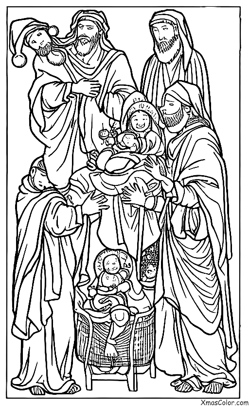 Noël / Miracle de Noël: Les trois rois mages apportant des cadeaux à l'enfant Jésus