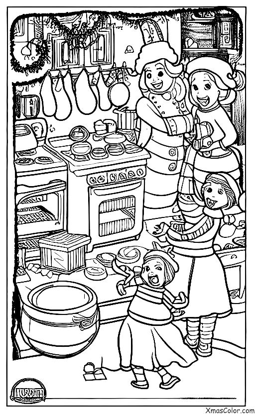 Noël / Mme Claus: Mme Claus dans la cuisine en train de cuisiner