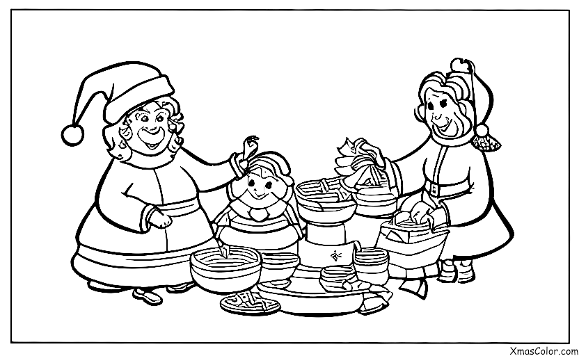 Noël / Mme Claus: Mme Claus nourrit les rennes