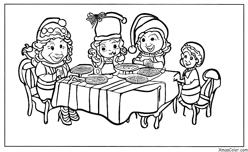Noël / Mme Claus: Mme Clause en train d'emballer des cadeaux