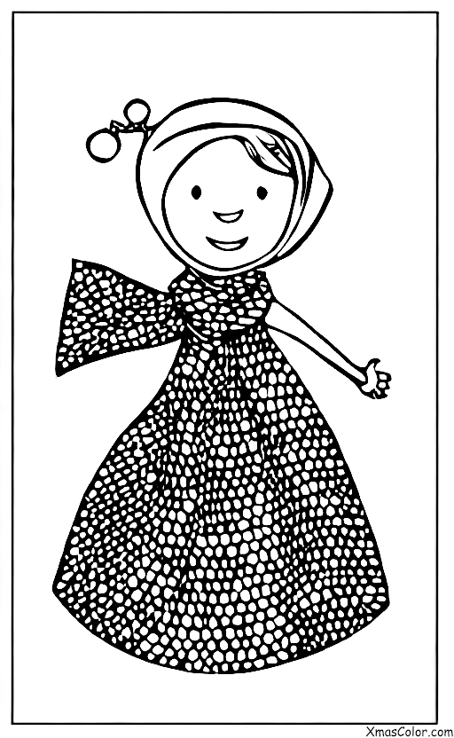 Noël / Mode de Noël: Une femme en robe blanche avec un foulard rouge