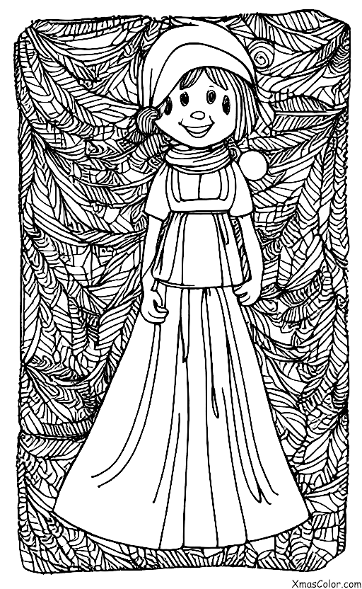 Noël / Mode de Noël: Une femme en robe rouge avec un foulard vert