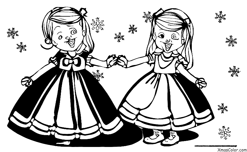 Noël / Mode de Noël: Une fille essayant une nouvelle robe de Noël