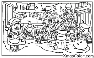Noël / Neige: Un enfant qui fabrique un bonhomme de neige