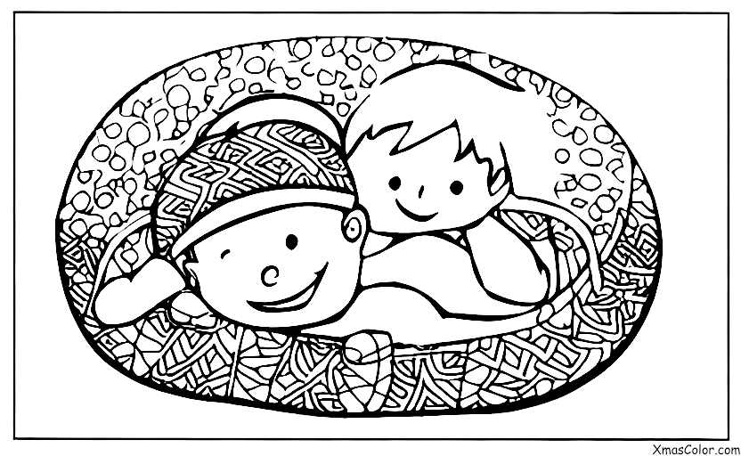 Noël / Neige: Un enfant qui fait des anges de neige