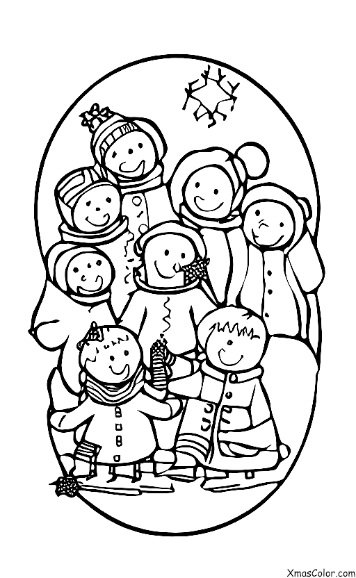 Noël / Noël à la campagne: Un groupe d'enfants jouant dans la neige