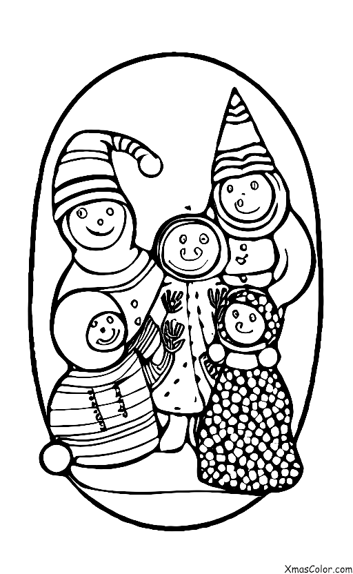 Noël / Noël à la campagne: Une famille qui joue dans la neige