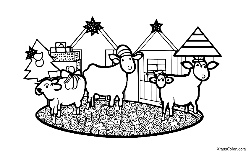 Noël / Noël à la ferme: Les animaux décorent le sapin de Noël